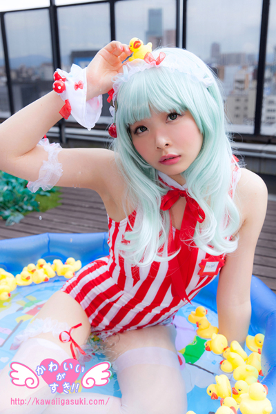 赤×白 ストライプスク水